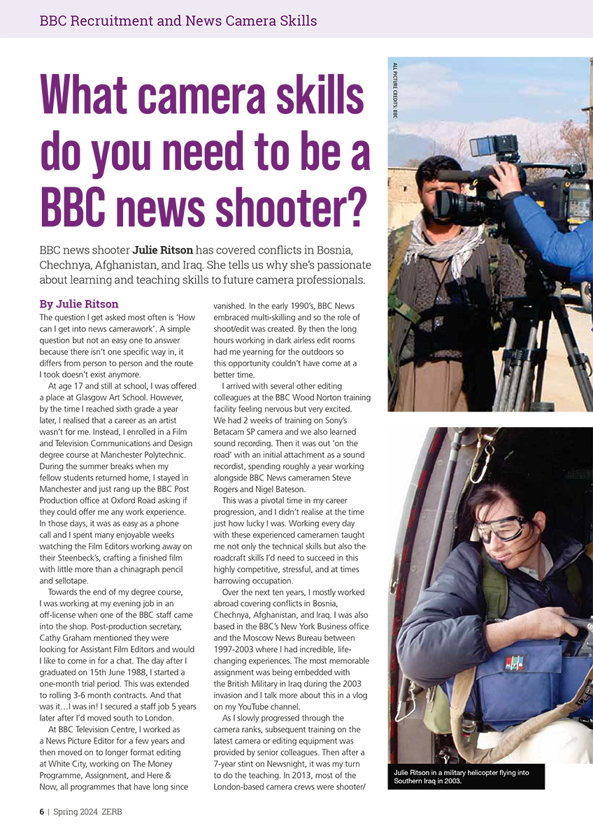 Julie Ritson - What camera skills do you need to be a BBC news shooter?