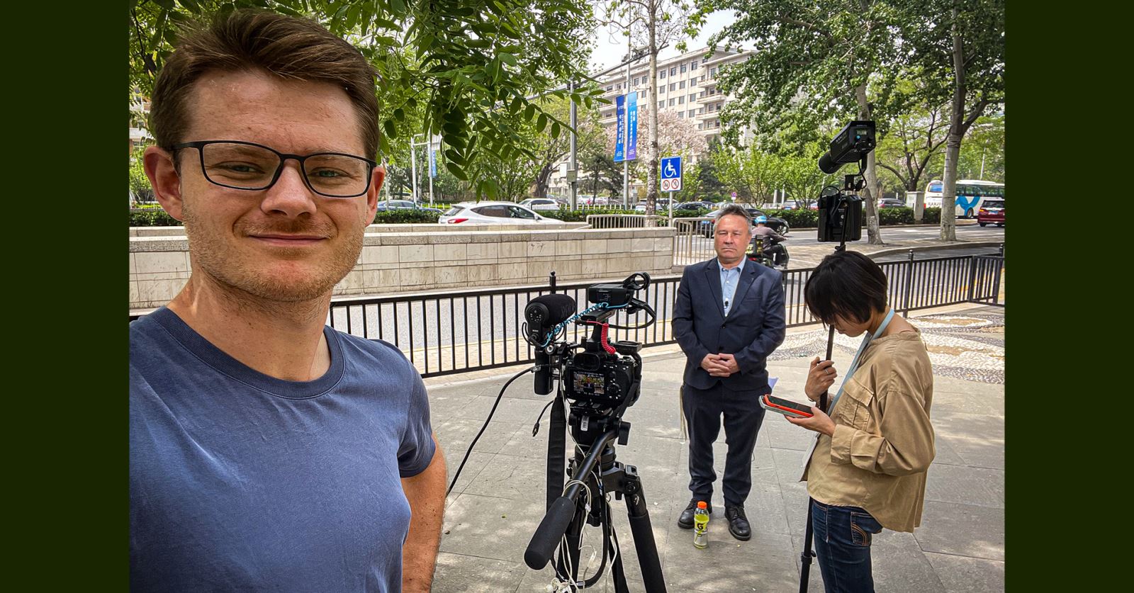 Welcome Ed Lawrence, seen here filming live in Beijing with BBC's China Correspondent