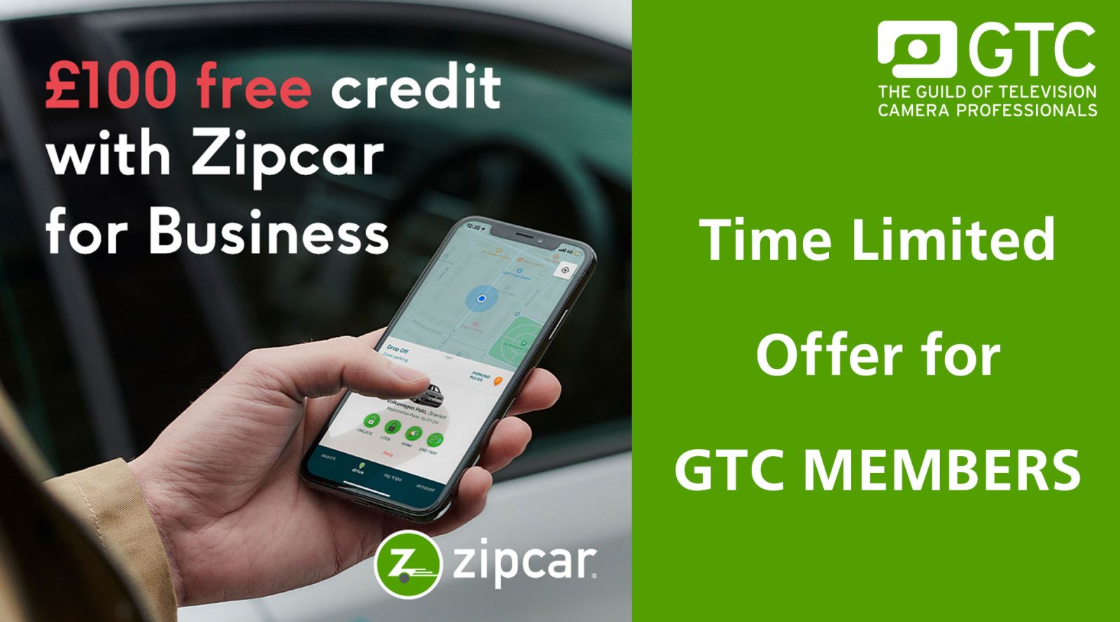 Zipcar offer GTC members £100 in driving credit