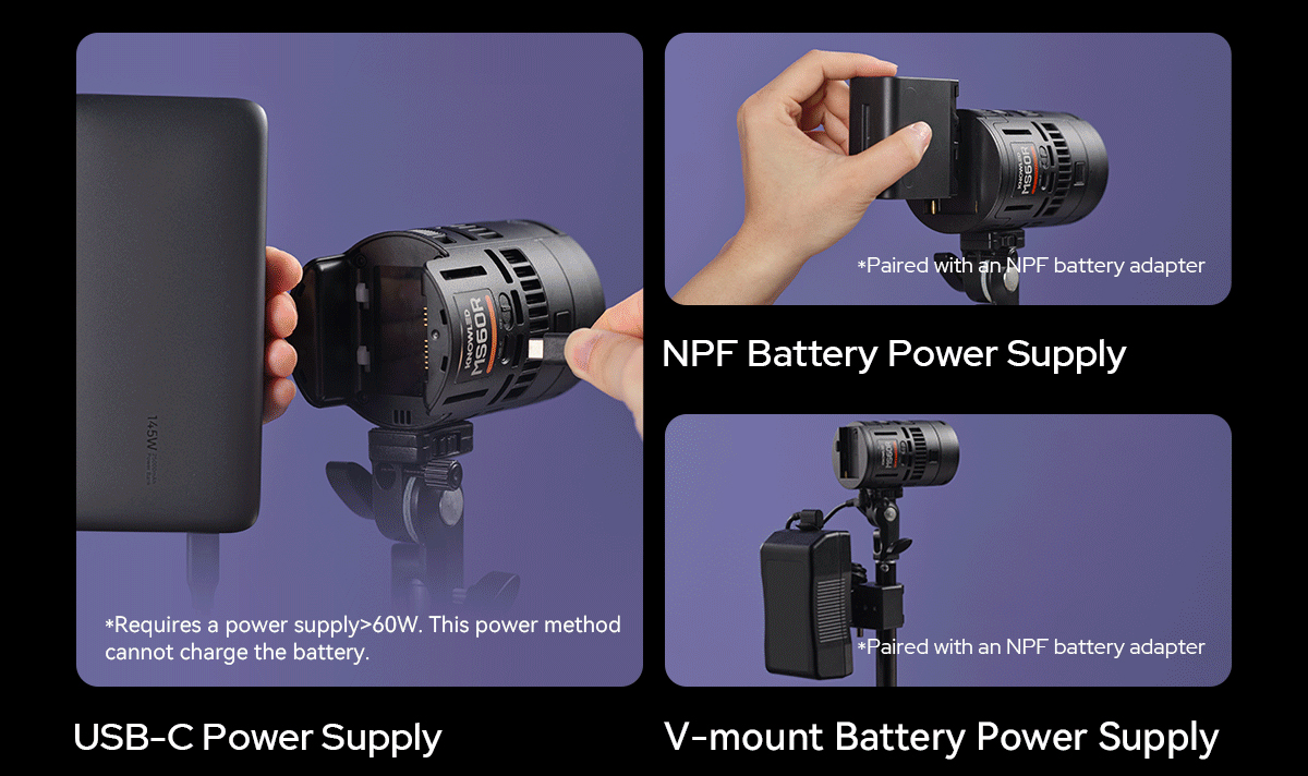 Godox Knowled mg60bi Versatile Power Supply options