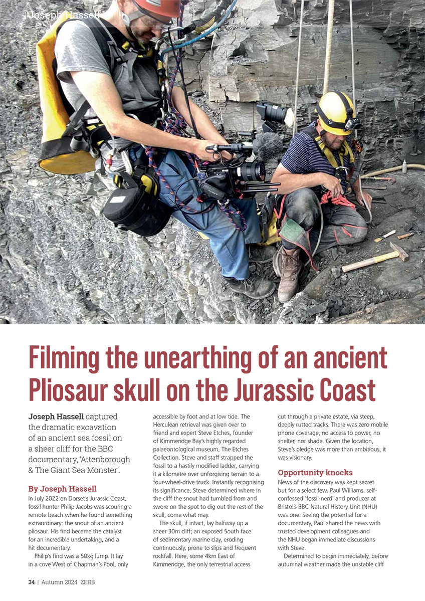 Filming the unearthing of an ancient Pliosaur skull on the Jurassic Coast